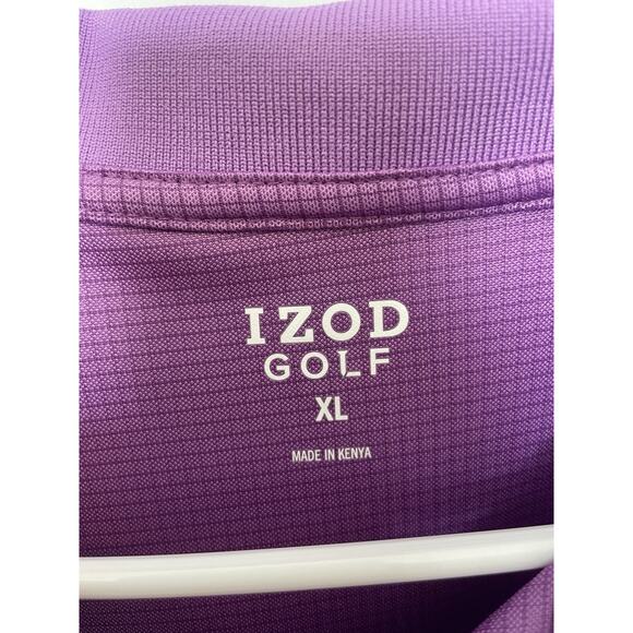 IZOD Golf Men's Purple Polo Shirt Size XL Grid Texture Button Closure Comfort - Picture 4 of 6